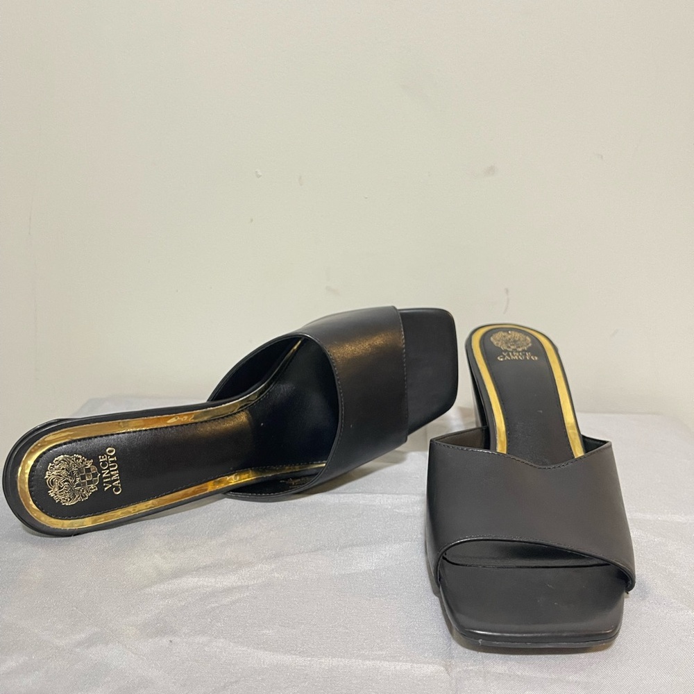 Vince Camuto Black Sacha block heel mule sandal size 9.5 women width M
